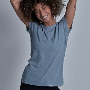 ONNO Hemp T-shirt Crew Neck Short Sleeve Tee Shirt L Steel Blue